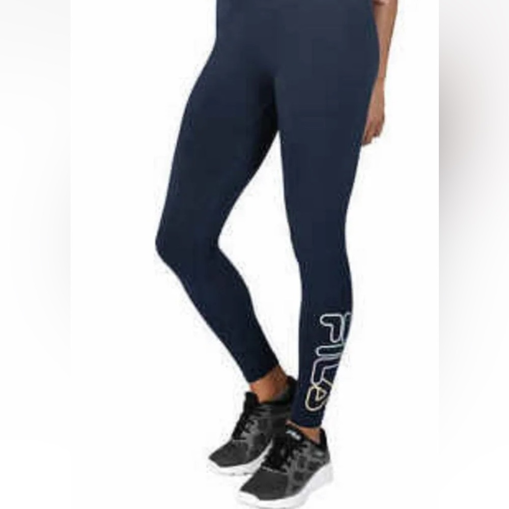 🦚2/$40 FILA Logo Women’s Legging / Yoga Pants Navy Blue sz XL Extra Large NWOT - Picture 3 of 15